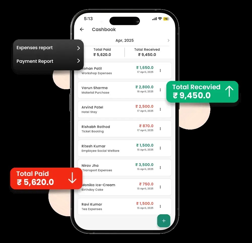 Cashbook expense tracker app